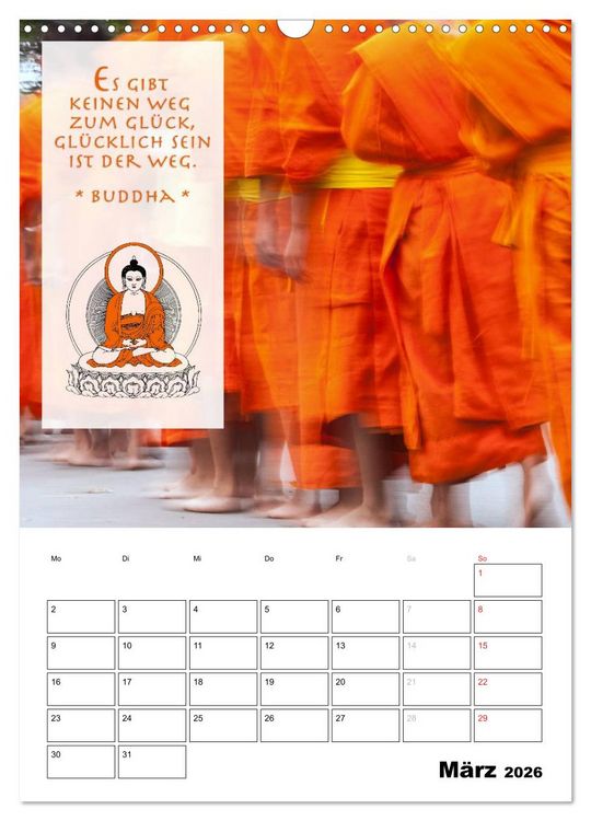 Produktbild: BUDDHAS ZITATE Buddhistische Weisheiten (Wandkalender 2026 DIN A3 hoch), CALVENDO Monatskalender
