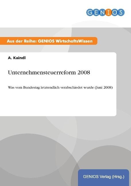 Produktbild: Unternehmensteuerreform 2008