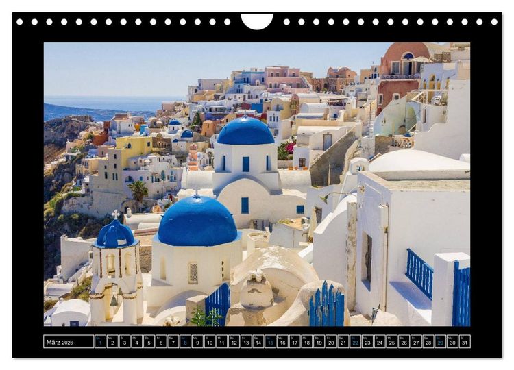 Produktbild: Kalimera Thira - Santorini, die sch&ouml;nste der Kykladen stellt sich vor (Wandkalender 2026 DIN A4 quer), CALVENDO Monatskalender