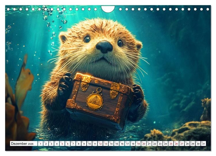 Produktbild: Otterwegs - 12 Monate tierischer Urlaubsspa&szlig; (Wandkalender 2026 DIN A4 quer), CALVENDO Monatskalender