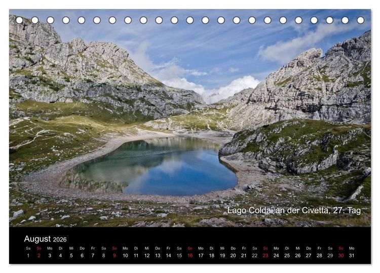Produktbild: TransAlp - zu Fu&szlig; &uuml;ber die Alpen von M&uuml;nchen nach Venedig (Tischkalender 2026 DIN A5 quer), CALVENDO Monatskalender