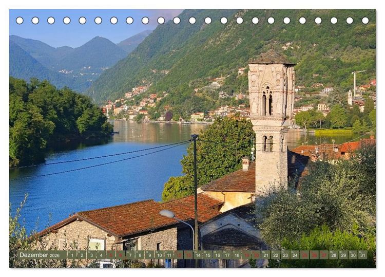 Produktbild: Comer See - Mediterraner Charme in alpiner Landschaft (Tischkalender 2026 DIN A5 quer), CALVENDO Monatskalender