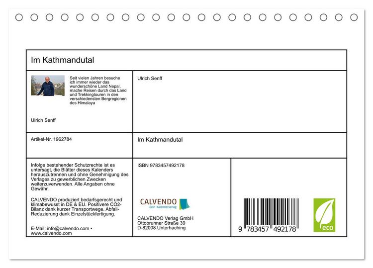 Produktbild: Im Kathmandutal (Tischkalender 2026 DIN A5 quer), CALVENDO Monatskalender