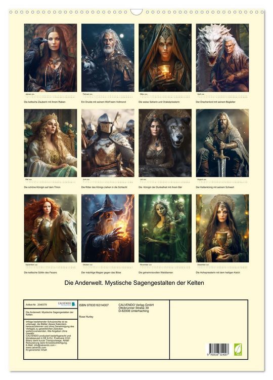Produktbild: Die Anderwelt. Mystische Sagengestalten der Kelten (Wandkalender 2026 DIN A2 hoch), CALVENDO Monatskalender