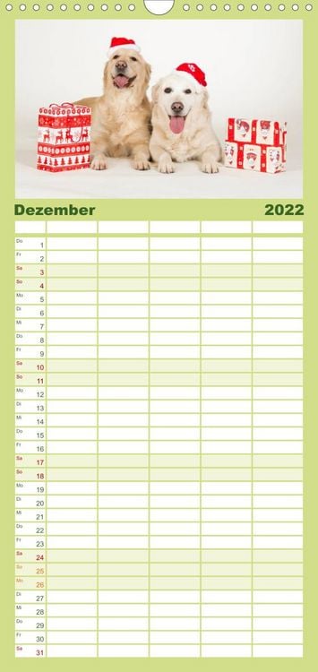 Produktbild: Familienplaner Golden Retriever (Wandkalender 2022 , 21 cm x 45 cm, hoch)