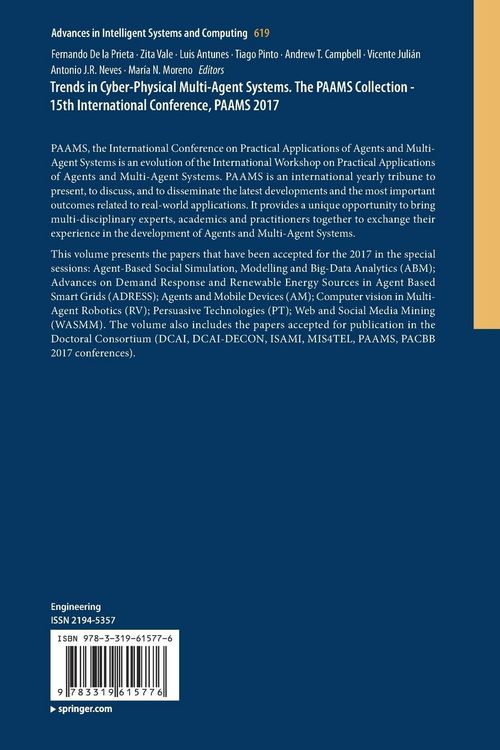Produktbild: Trends in Cyber-Physical Multi-Agent Systems. The PAAMS Collection - 15th International Conference, PAAMS 2017