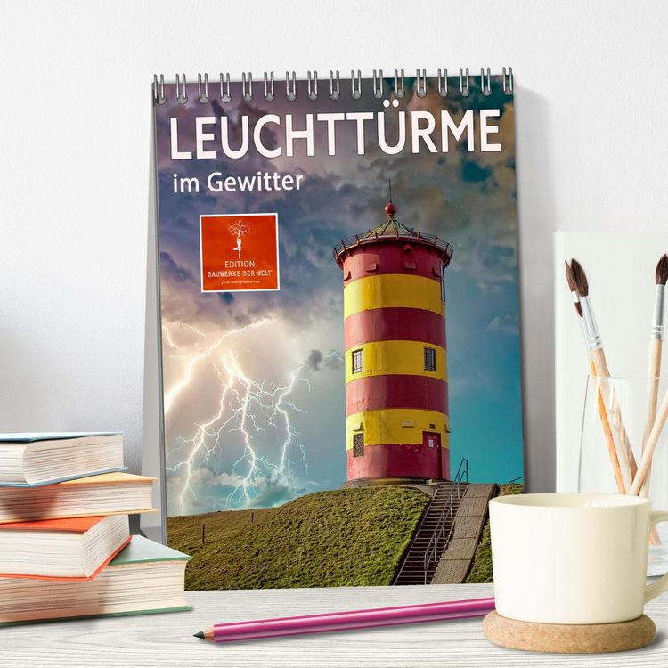 Produktbild: Leuchtt&uuml;rme im Gewitter (Tischkalender 2026 DIN A5 hoch), CALVENDO Monatskalender