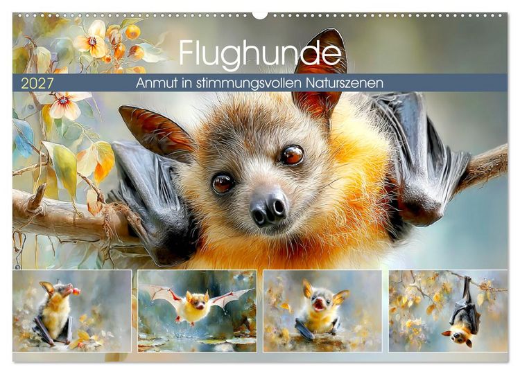 Produktbild: Flughunde. Anmut in stimmungsvollen Naturszenen (Wandkalender 2027 DIN A2 quer), CALVENDO Monatskalender