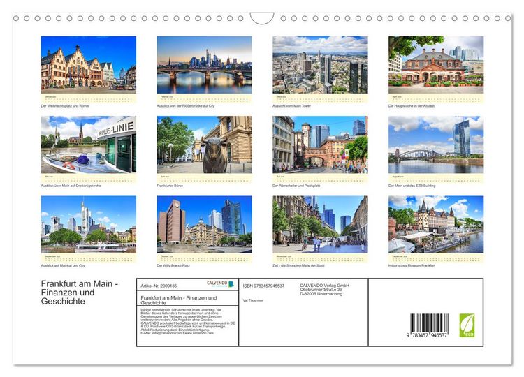 Produktbild: Frankfurt am Main - Finanzen und Geschichte (Wandkalender 2026 DIN A3 quer), CALVENDO Monatskalender