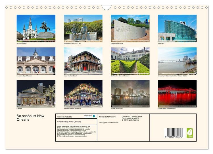 Produktbild: So sch&ouml;n ist New Orleans (Wandkalender 2026 DIN A3 quer), CALVENDO Monatskalender