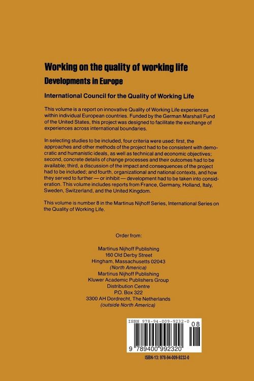 Produktbild: Working on the quality of working life