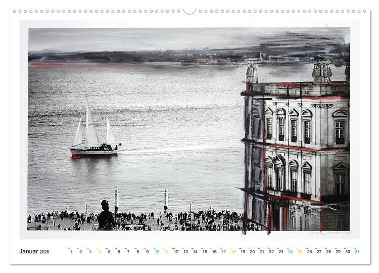 Produktbild: Lissabon One Day (Wandkalender 2026 DIN A2 quer), CALVENDO Monatskalender