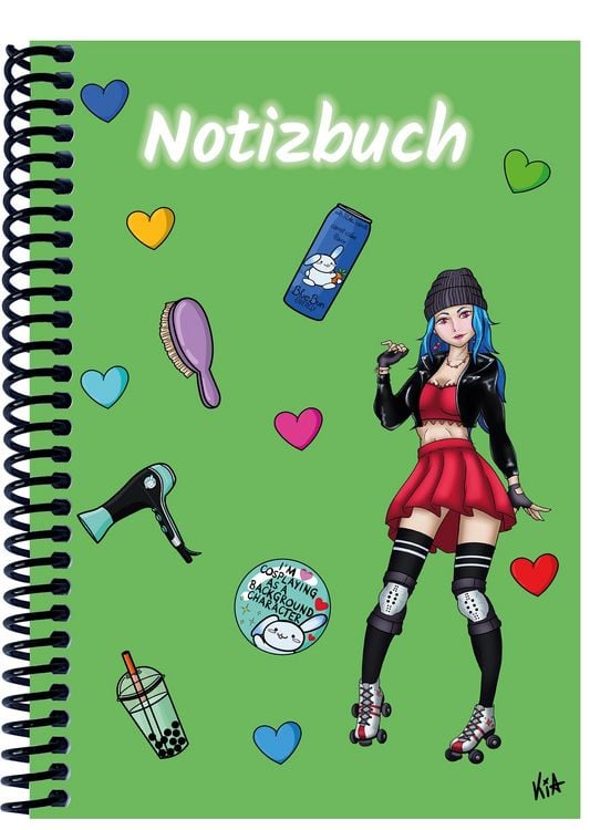 Produktbild: A 4 Notizbuch Manga Enora, gr&uuml;n, kariert