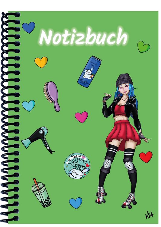 Produktbild: A 4 Notizbuch Manga Enora, gr&uuml;n, liniert