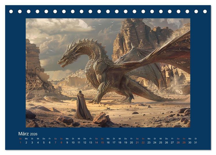 Produktbild: Drachenkrieger (Tischkalender 2026 DIN A5 quer), CALVENDO Monatskalender