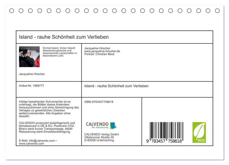 Produktbild: Island - rauhe Sch&ouml;nheit zum Verlieben (Tischkalender 2026 DIN A5 quer), CALVENDO Monatskalender