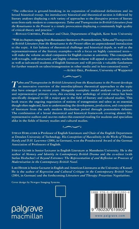 Produktbild: Taboo and Transgression in British Literature from the Renaissance to the Present