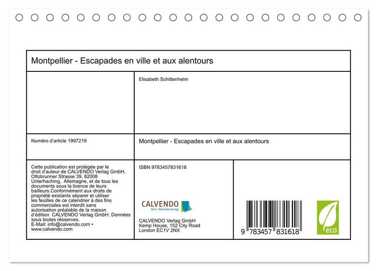 Produktbild: Montpellier - Escapades en ville et aux alentours (Calendrier de bureau 2026 DIN A5 vertical), CALVENDO calendrier mensuel