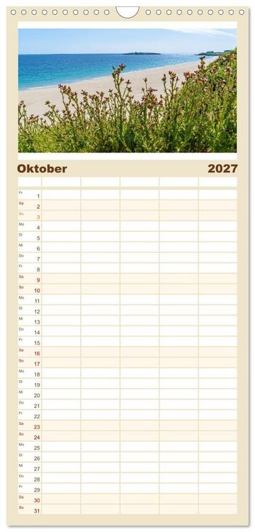 Produktbild: Familienplaner 2027 - Bretagne - Traumk&uuml;sten im s&uuml;dlichen Finist&egrave;re mit 5 Spalten (Wandkalender, 21 x 45 cm) CALVENDO