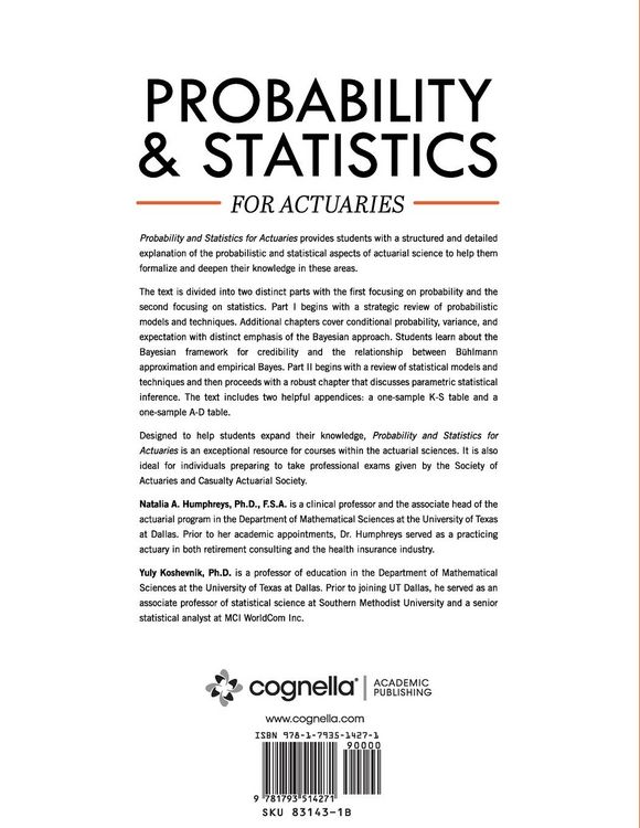 Produktbild: Probability and Statistics for Actuaries