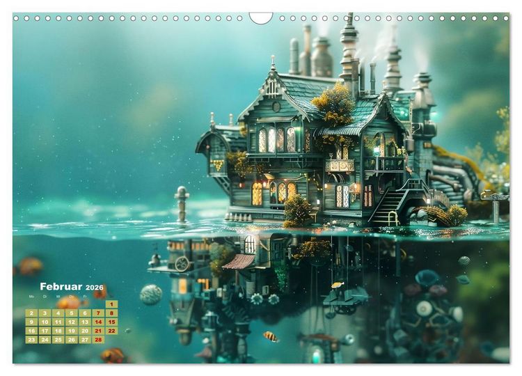 Produktbild: Miniaturwelt Faszinierend winzige H&auml;user im Steampunk-Stil (Wandkalender 2026 DIN A3 quer), CALVENDO Monatskalender