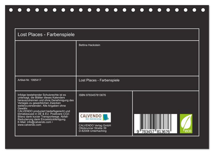 Produktbild: Lost Places - Farbenspiele (Tischkalender 2026 DIN A5 quer), CALVENDO Monatskalender