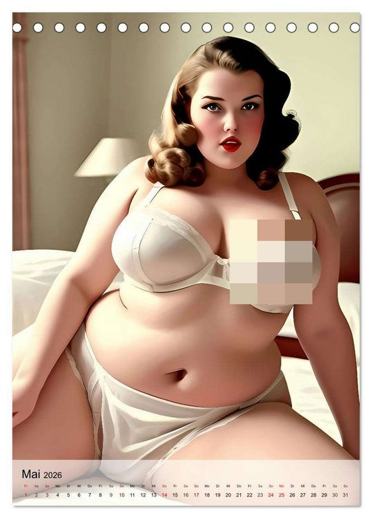 Produktbild: Pin up Girls Hei&szlig;e Kurven mit Retro Charme (Tischkalender 2026 DIN A5 hoch), CALVENDO Monatskalender