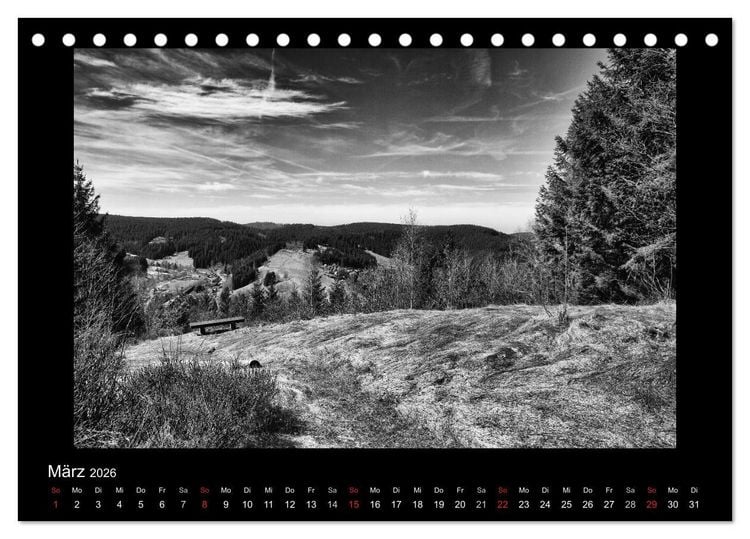 Produktbild: Harz-Bilder in monochrome (Tischkalender 2026 DIN A5 quer), CALVENDO Monatskalender