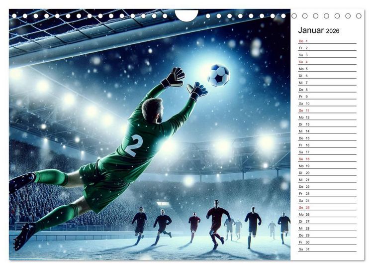 Produktbild: Fu&szlig;ball Highlights - Von der KI geschaffene Spielmomente (Wandkalender 2026 DIN A4 quer), CALVENDO Monatskalender