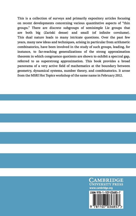 Produktbild: Thin Groups and Superstrong Approximation