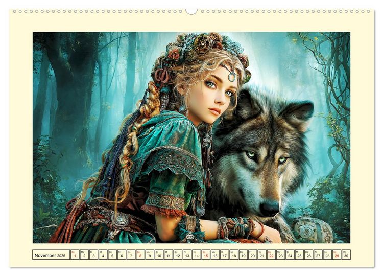 Produktbild: Waldgefl&uuml;ster. Die mystischen Frauen der alten Pfade (Wandkalender 2026 DIN A2 quer), CALVENDO Monatskalender