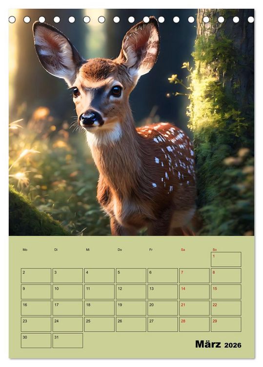 Produktbild: Tierkinder im Zauberwald (Tischkalender 2026 DIN A5 hoch), CALVENDO Monatskalender