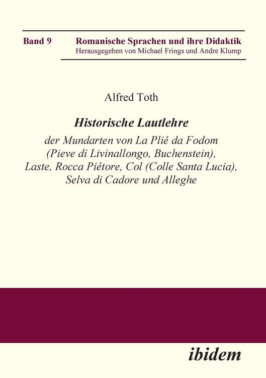 Produktbild: Toth, A: Historische Lautlehre der Mundarten von La Pli&eacute; da
