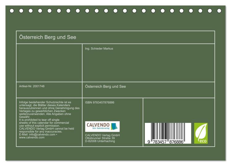 Produktbild: &Ouml;sterreich Berg und See (Tischkalender 2026 DIN A5 quer), CALVENDO Monatskalender