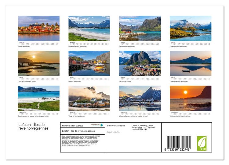 Produktbild: Lofoten - &Icirc;les de r&ecirc;ve norv&eacute;giennes (Calendrier mural 2026 DIN A4 vertical), CALVENDO calendrier mensuel