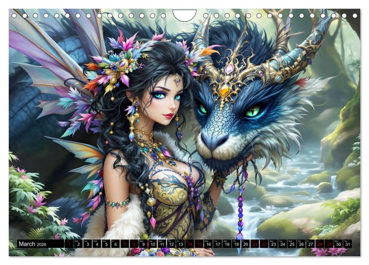 Produktbild: Elves and Dragons - A magical connection (Wall Calendar 2026 DIN A4 landscape), CALVENDO 12 Month Wall Calendar