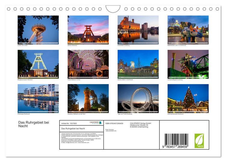 Produktbild: Das Ruhrgebiet bei Nacht (Wandkalender 2026 DIN A4 quer), CALVENDO Monatskalender