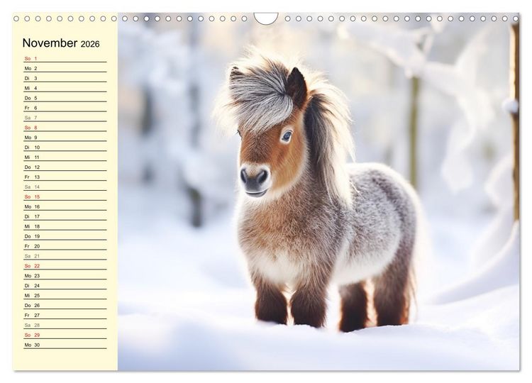 Produktbild: Kleine Pferde. Mini-Ponys zum verlieben (Wandkalender 2026 DIN A3 quer), CALVENDO Monatskalender