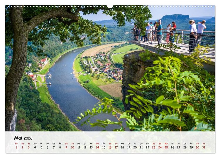 Produktbild: S&auml;chsische Schweiz - Beeindruckende Felsen und unber&uuml;hrte Natur (hochwertiger Premium Wandkalender 2026 DIN A2 quer), Kunstdruck in Hochglanz