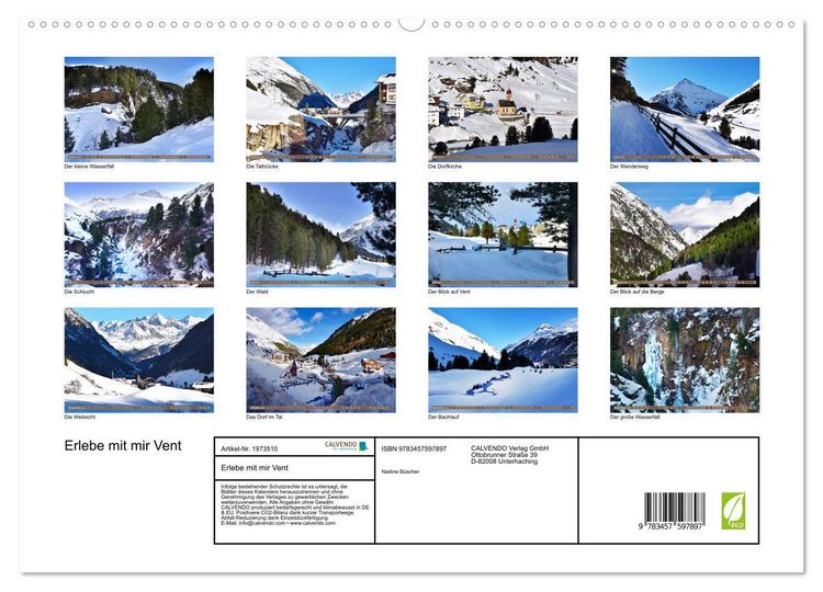 Produktbild: Erlebe mit mir Vent (Wandkalender 2026 DIN A2 quer), CALVENDO Monatskalender