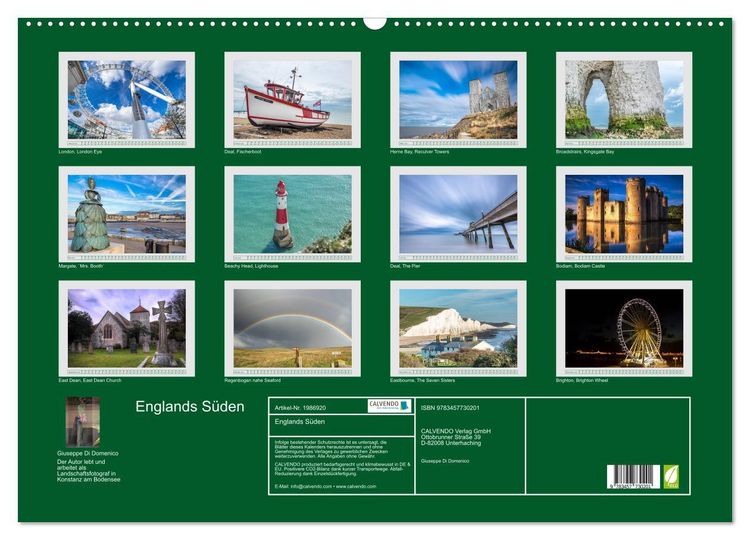 Produktbild: Englands S&uuml;den (Wandkalender 2026 DIN A2 quer), CALVENDO Monatskalender