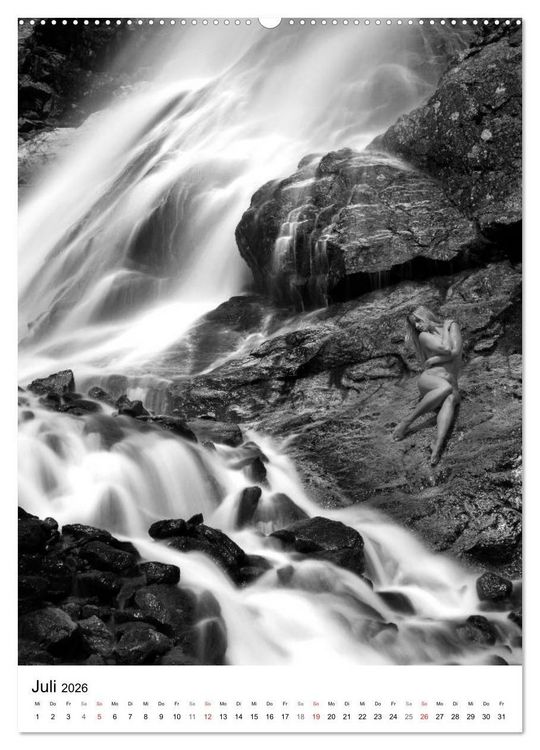 Produktbild: Akt am Wasserfall (hochwertiger Premium Wandkalender 2026 DIN A2 hoch), Kunstdruck in Hochglanz