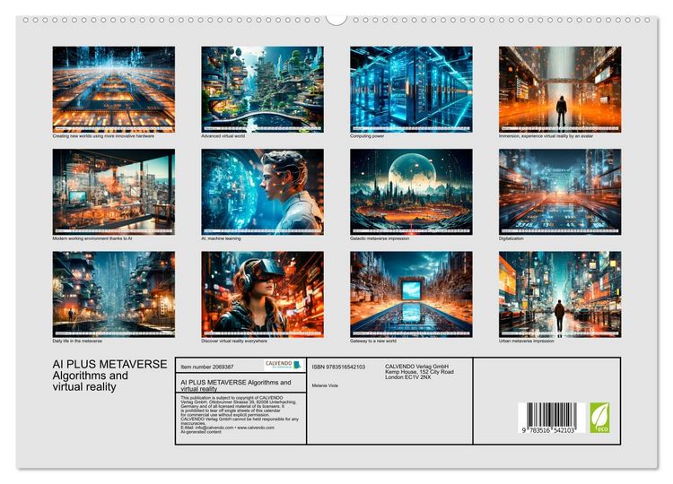 Produktbild: AI PLUS METAVERSE Algorithms and virtual reality (High Quality Premium Wall Calendar 2026 DIN A2 landscape),CALVENDO 12 Month Wall Calendar