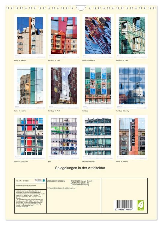 Produktbild: Spiegelungen in der Architektur (Wandkalender 2026 DIN A3 hoch), CALVENDO Monatskalender