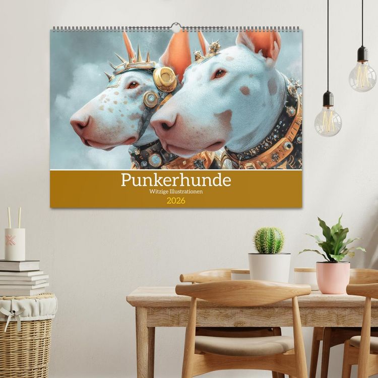 Produktbild: Punkerhunde - Witzige Illustrationen (Wandkalender 2026 DIN A2 quer), CALVENDO Monatskalender