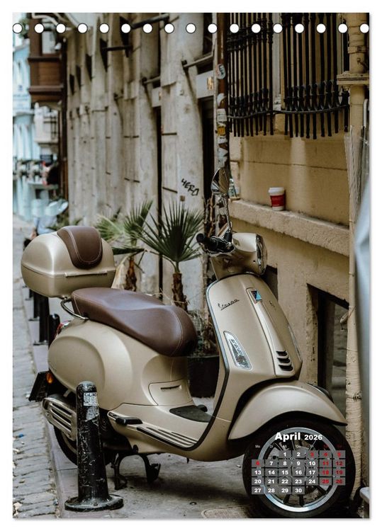 Produktbild: Die Liebe zur Vespa (Tischkalender 2026 DIN A5 hoch), CALVENDO Monatskalender