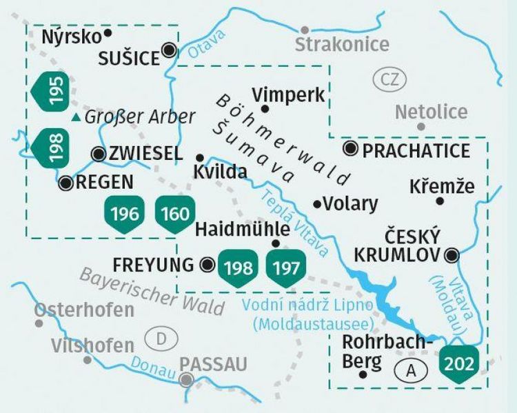 Produktbild: KOMPASS Wanderkarten-Set 2000 B&ouml;hmerwald, Sumava (2 Karten) 1:50.000