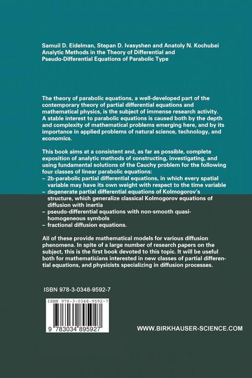 Produktbild: Analytic Methods In The Theory Of Differential And Pseudo-Differential Equations Of Parabolic Type