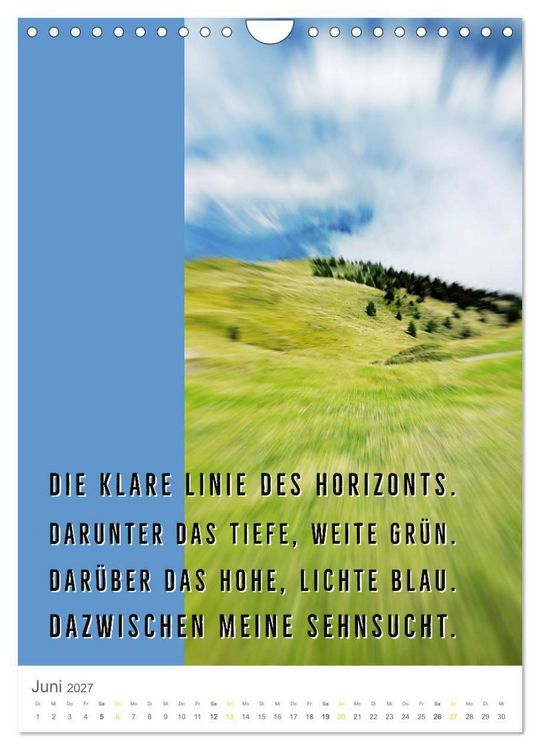 Produktbild: Tagesfarben - Poesie in Wort und Bild (Wandkalender 2027 DIN A4 hoch), CALVENDO Monatskalender