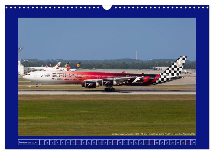 Produktbild: Bunte Airliner (Wandkalender 2026 DIN A3 quer), CALVENDO Monatskalender